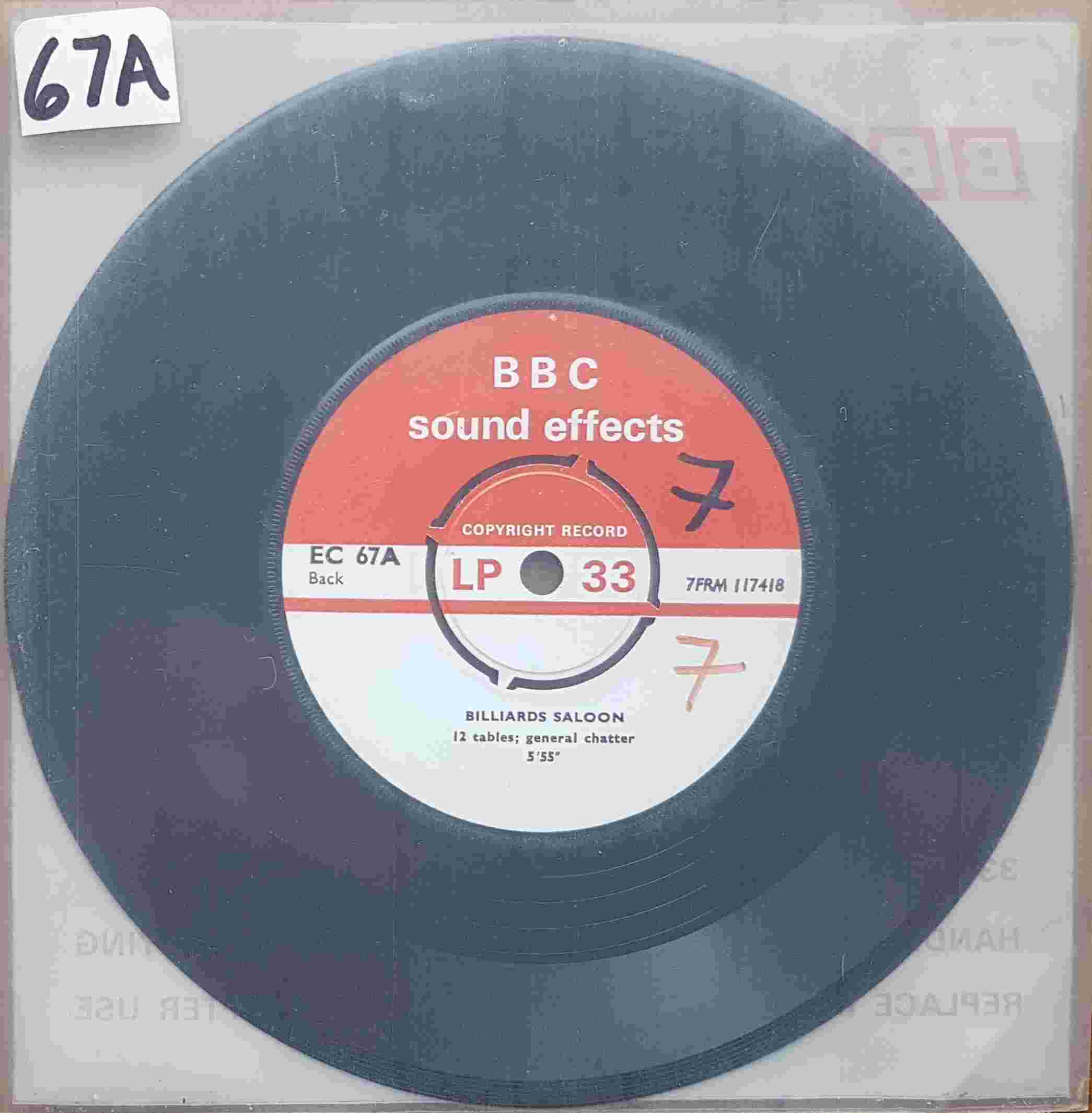 Picture of EC 67A Game of snooker / Billiards saloon by artist Not registered from the BBC records and Tapes library